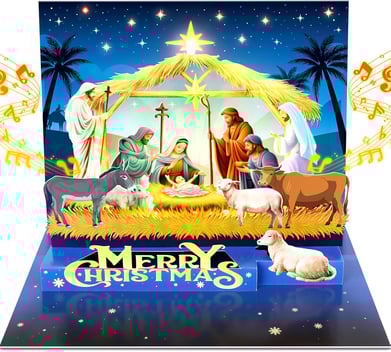 Flip up Nativity scene Christmas card