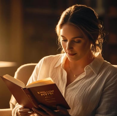 a woman sitting in a chair reading a book