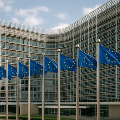 a building with flags and flags on it