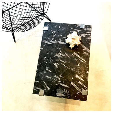 Orthoceras Marble table top with Sandoz legs