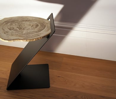 Petrified Wood Slice on a bespoke metal side table base