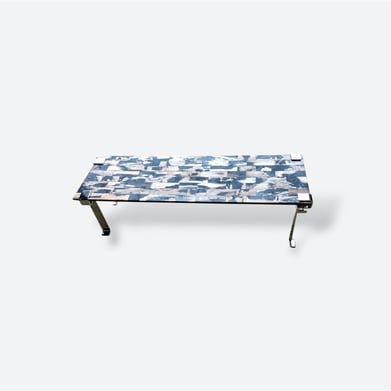 Petrified Wood Mosaic Table top with Sandoz table legs