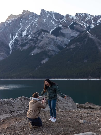 proposal at lake minnewanka in Banff 