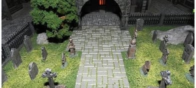 Diorama de cementerio medieval