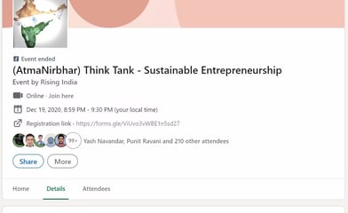 RisingIndia tested AtmaNirbhar ThinkTank webinar for Entrepreneruship summit in India TOP StartUps