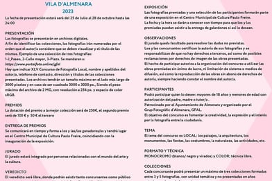 Concurso fotografico Almenara Bases