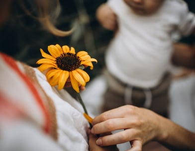 image, enfant, fleur, petite main