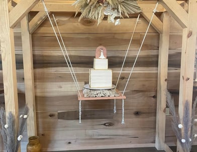 Custom sawed lumber used to make a wedding cake holder.