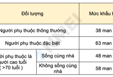 Khấu trừ người phụ thuộc và người thương tật(扶養控除額及び障害者等の控除)