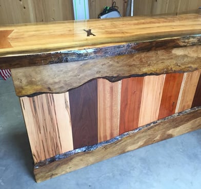 Custom made bar with a combination of custom sawmilled lumber.