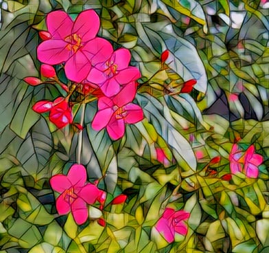 a stained glass window with a flower in the middle