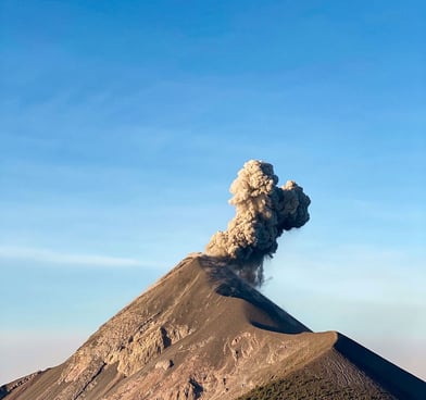 Volcan fuego erupting, seen from Acatenango in Guatemala.