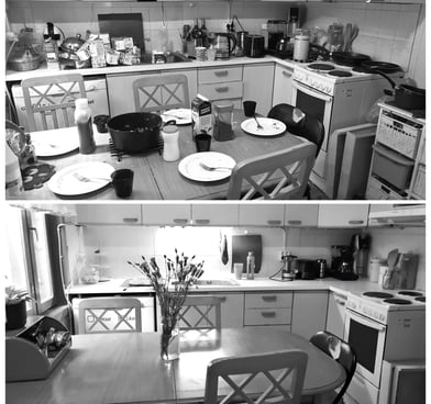 Before and After photo of Track to Tidy home organization transformation