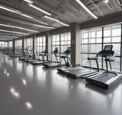 a row of treadmills in a gym
