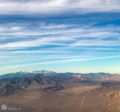 Contrast of desert and snow mountains in nevada