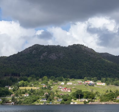 village in Lysefjord Norway under the sun