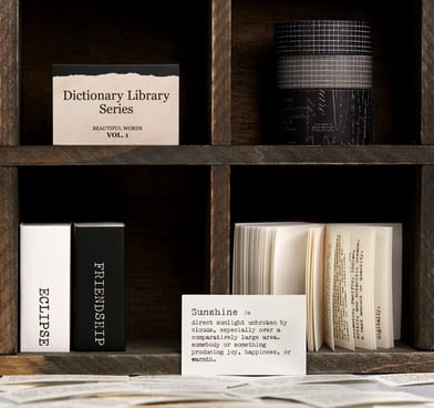 Dictionary library series memo pads with typewriter style pages