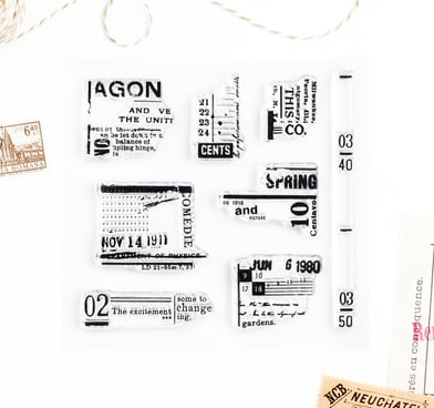 Distressed Vintage – Clear rubber stamp set 4x4 inches