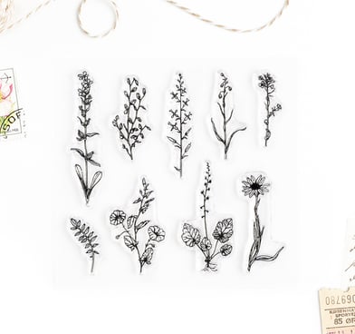 Vintage Flowers – Clear rubber stamp set 4x4 inches