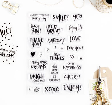 Positive Words – Clear rubber stamp set 4x6 inches