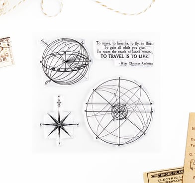 Travel The World – Clear rubber stamp set 4x4 inches