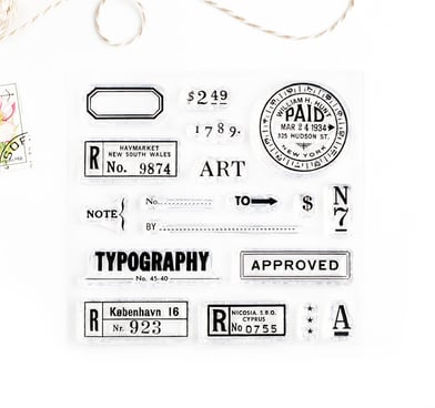 Typography – Clear rubber stamp set 4x4 inches