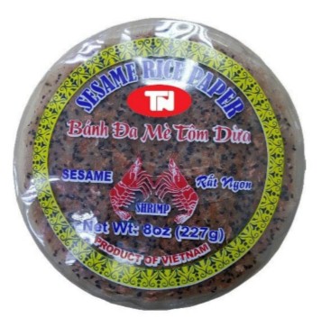 Black Sesame Rice Paper with Shrimp & Coconut, Bánh tráng mè đen tôm dừa UpBe Food