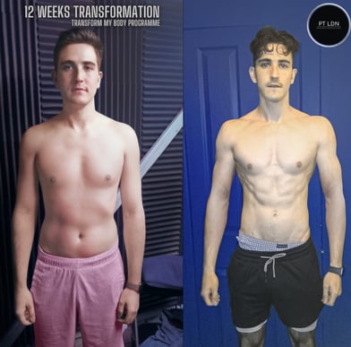 A male before and after Body Transformation