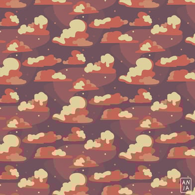 Cloud vector pattern on red background