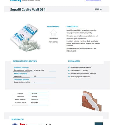 Knauf supafil cavity wall sertifikatai