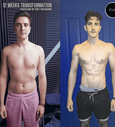A male showing his fat loss