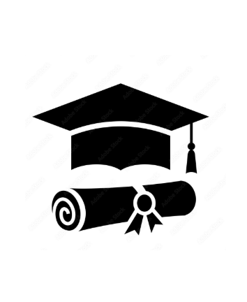 A vector of a university degree rolled up with a white background