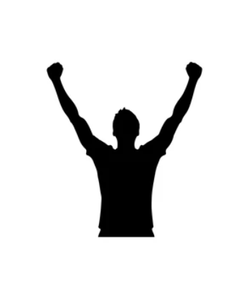 A vector of a man with arms in the air celebrating a victory