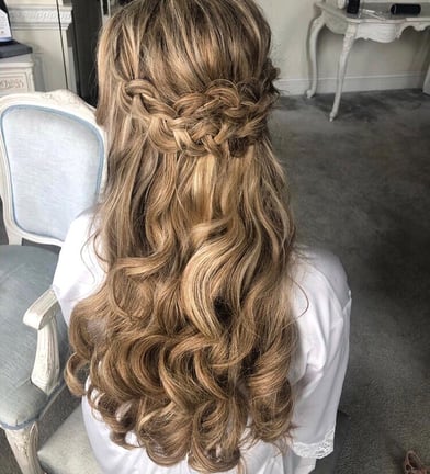 Bridal updo with outlet braid