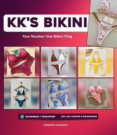a Flyer for woman's bikini top with a variety of bikinis