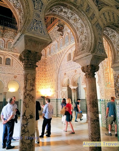 The hall of Ambassadors in Royal Alcazar built in the Mudéjar style