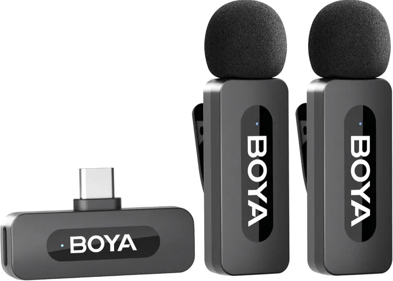 BOYA Micrófono de Solapa inalámbrico Dual para Android Smartphone Laptop 