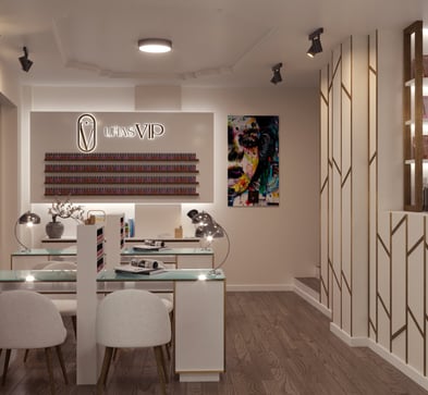 Diseño de tienda de uñas por Kastros, vista central
