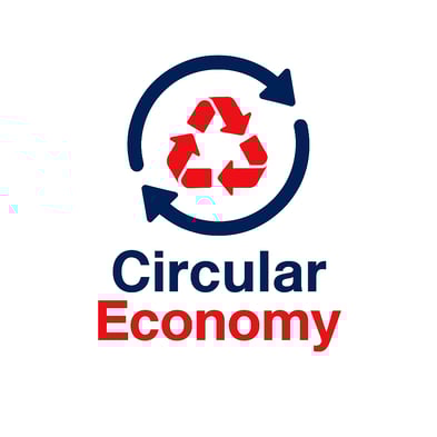 a circular shaped circular logo with a recycling bin