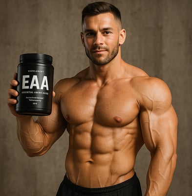 a man holding a bottle of eaa