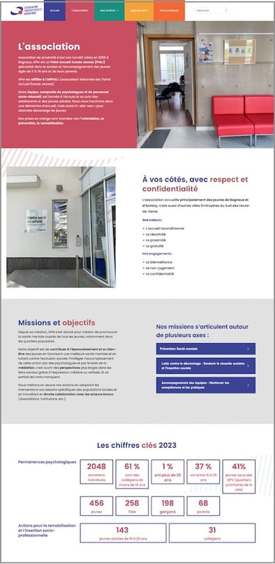 Création de page de site web pour APM Écoute Jeunes, par Lz Créa en Essonne