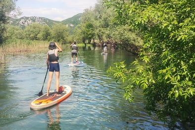 group of people paddling