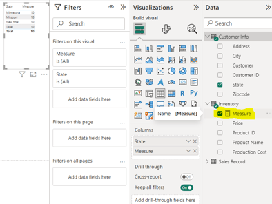 create new measure in power bi