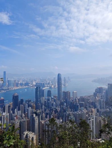View of Victoria Harbour with skyscrapers