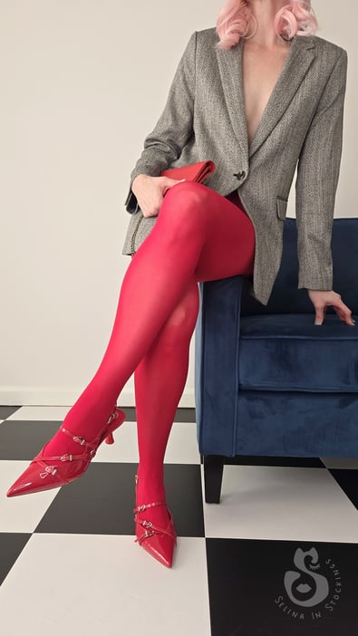 Woman in Red Heels and American Apparel Classic Opaque Tights