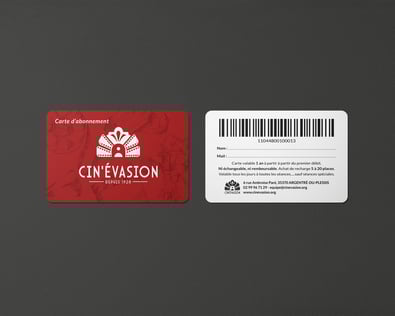 Carte de fidélité cinéma - support print par graphiste freelance Rennes