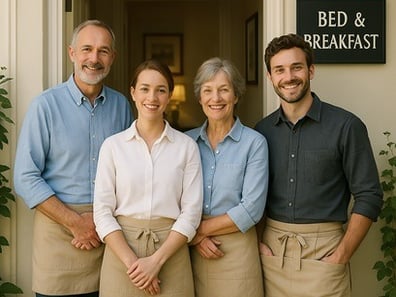 Friendly team at [Your B&B Name] welcoming guests