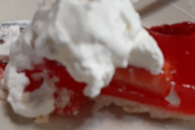 strawberry pie sliver w lite whipped topping