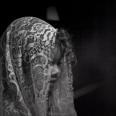 portrait of young lady with catholic veil