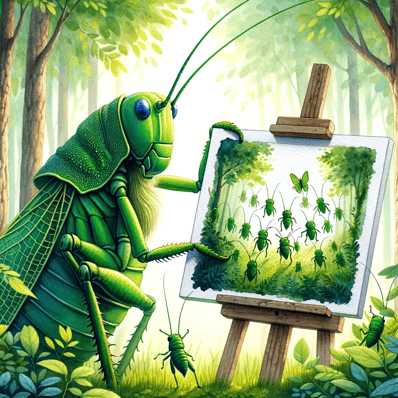 katydid painting its children